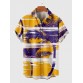 Full-Print Palms Purple & Yellow Coconut Tree Printing Men's Short Sleeve Shirt