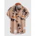 Orange Coconut Tree Print Summer Casual Men's Short Sleeve Shirt