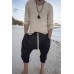 Mens Linen Minimalist Holiday Plain Long Sleeve Shirt